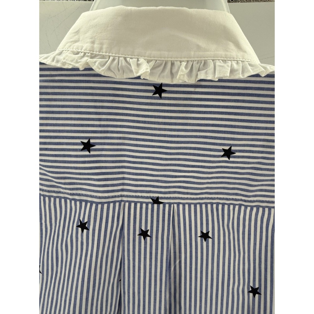 Kate Spade x Broome Street Blue Striped Stars Ruffle Womens Medium NEW Sample - Picture 11 of 12